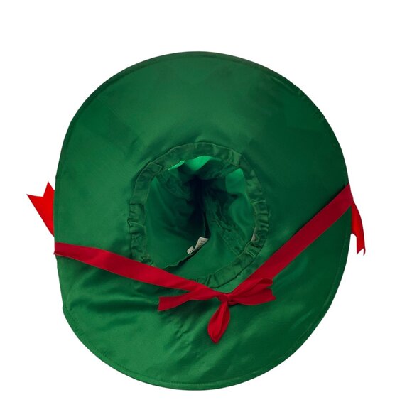 Department 56 Christmas Tree Hat Holiday Costume / Tags RARE Green Satin - Picture 3 of 6